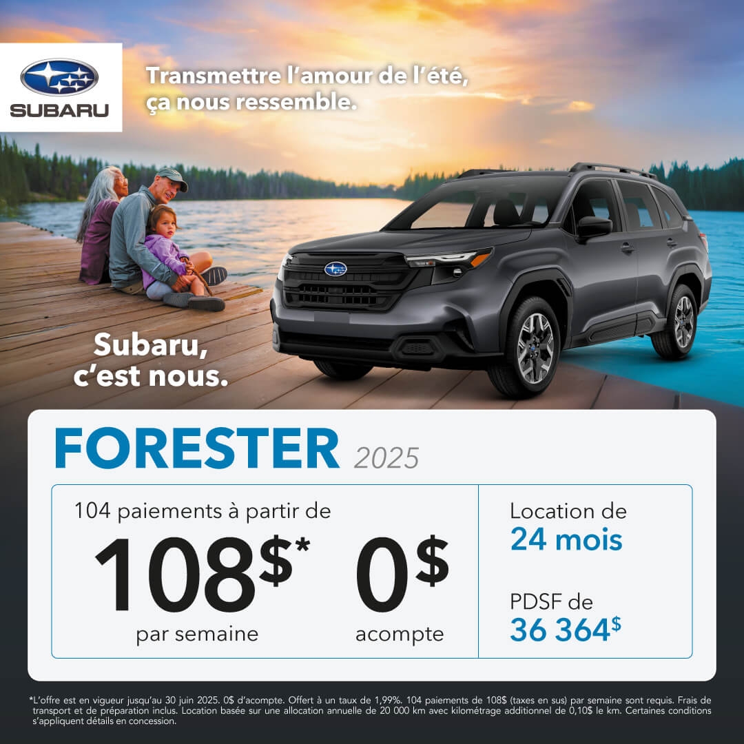Promotion du mois pour la Subaru Forester chez Desjardins Subaru