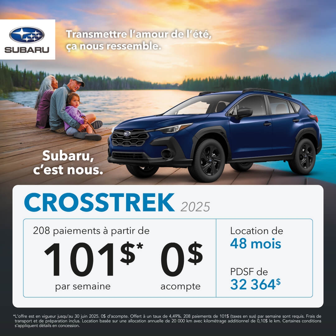 Promotion du mois pour la Subaru Crosstrek chez Desjardins Subaru