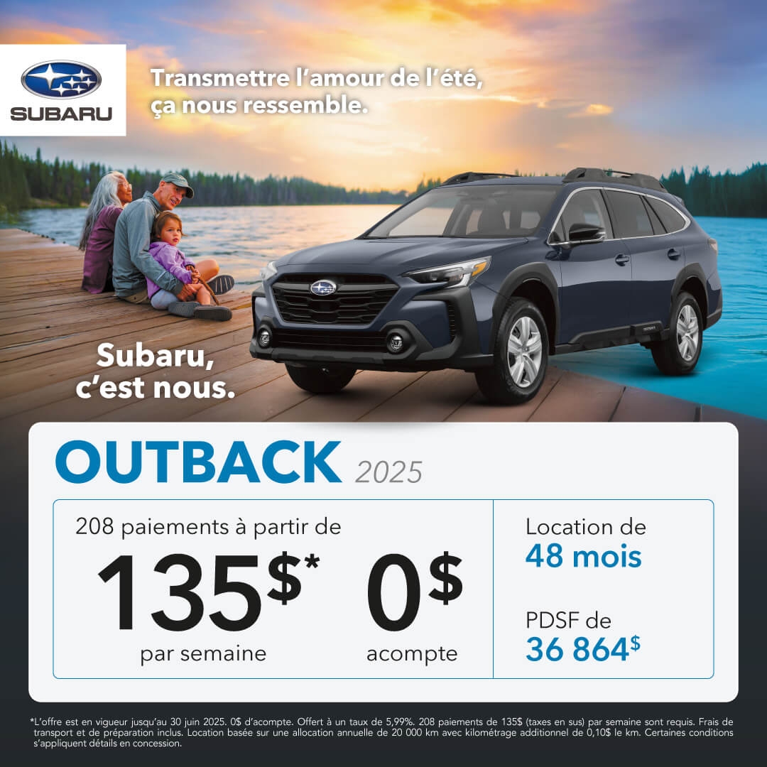 Promotion du mois pour la Subaru Outback chez Desjardins Subaru