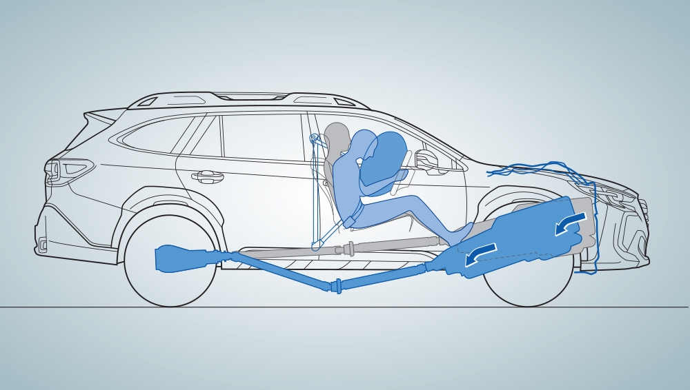 Démonstration de la réaction de la Subaru Outback quand il y a une collision.